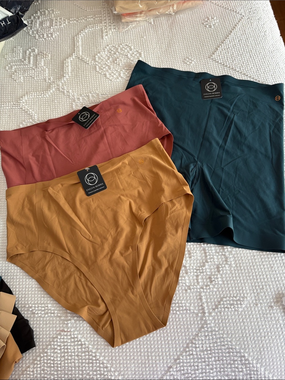 Evelyn and Bobbie High-Waisted Shorts & Briefs-Teal, Terracotta, Mustard 16-24